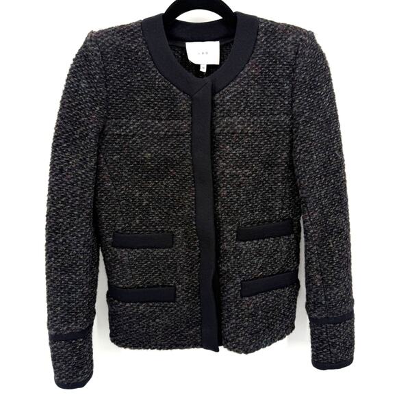 IRO Women's Cym Wool Blend Dark Gray/Navy Blue Tweed Jacket Blazer Size 4 - Picture 1 of 12